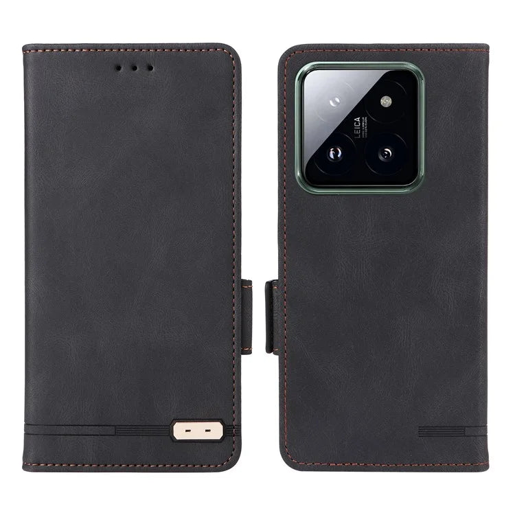 For Xiaomi 14 Pro Dustproof Cell Phone Shell Case PU Leather Wallet Hardware Decor Phone Cover