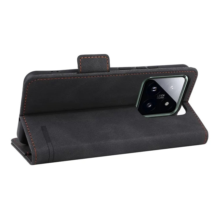 For Xiaomi 14 Pro Dustproof Cell Phone Shell Case PU Leather Wallet Hardware Decor Phone Cover