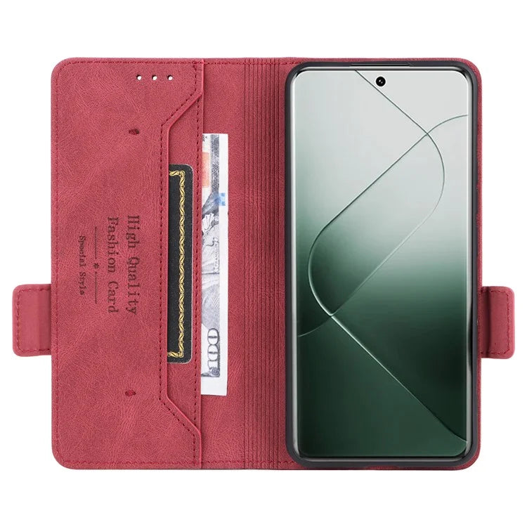 For Xiaomi 14 Pro Dustproof Cell Phone Shell Case PU Leather Wallet Hardware Decor Phone Cover