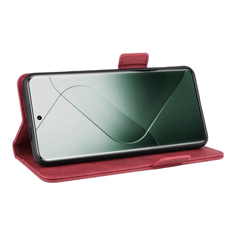For Xiaomi 14 Pro Dustproof Cell Phone Shell Case PU Leather Wallet Hardware Decor Phone Cover