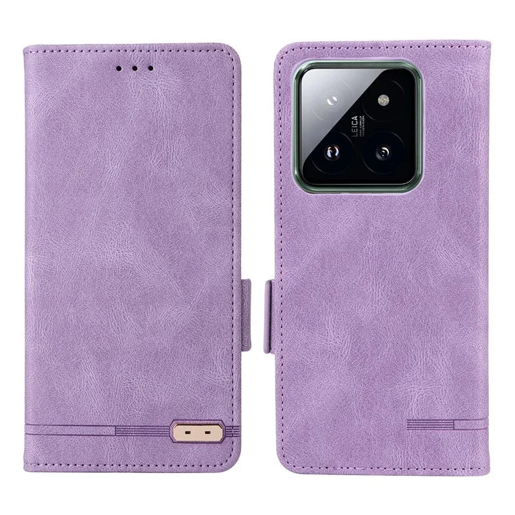 For Xiaomi 14 Pro Dustproof Cell Phone Shell Case PU Leather Wallet Hardware Decor Phone Cover