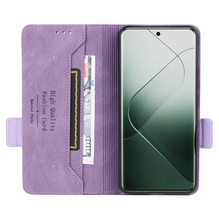 For Xiaomi 14 Pro Dustproof Cell Phone Shell Case PU Leather Wallet Hardware Decor Phone Cover