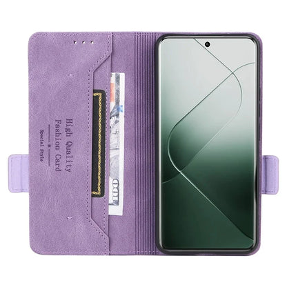 For Xiaomi 14 Pro Dustproof Cell Phone Shell Case PU Leather Wallet Hardware Decor Phone Cover