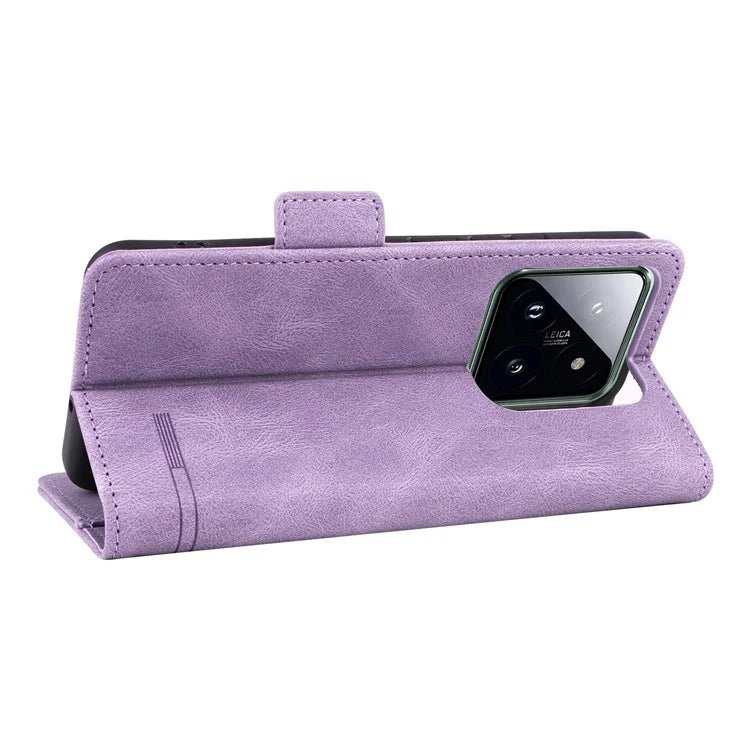 For Xiaomi 14 Pro Dustproof Cell Phone Shell Case PU Leather Wallet Hardware Decor Phone Cover