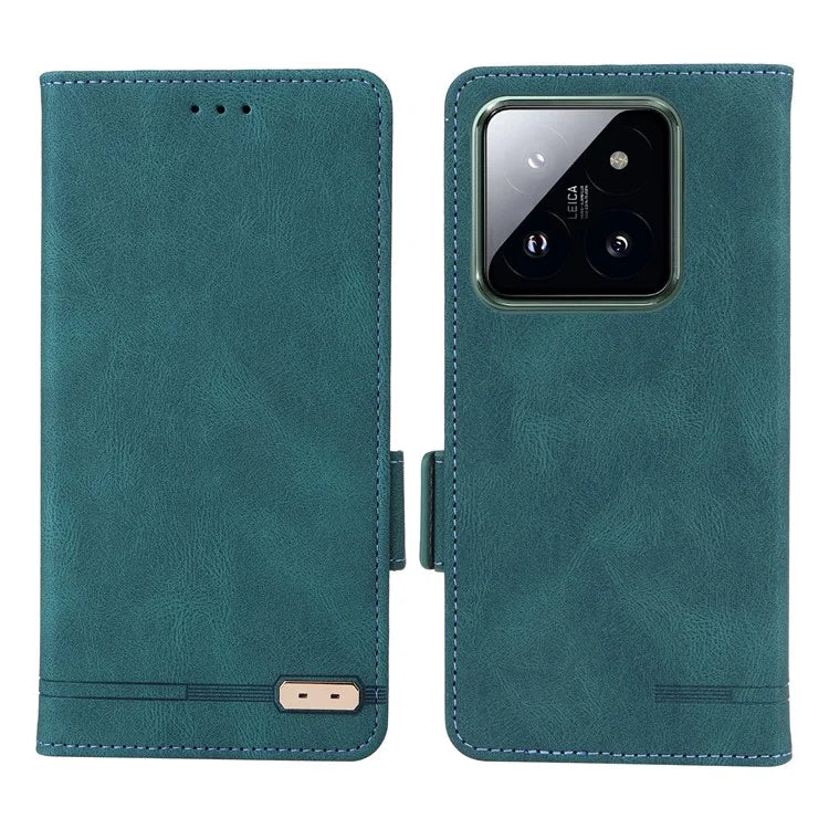 For Xiaomi 14 Pro Dustproof Cell Phone Shell Case PU Leather Wallet Hardware Decor Phone Cover