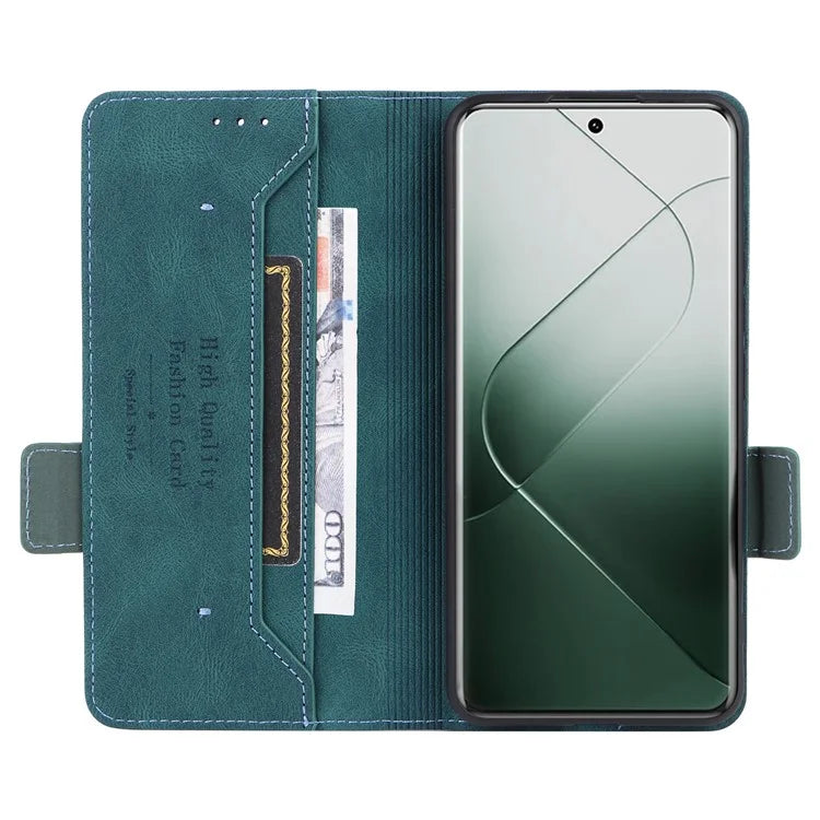 For Xiaomi 14 Pro Dustproof Cell Phone Shell Case PU Leather Wallet Hardware Decor Phone Cover