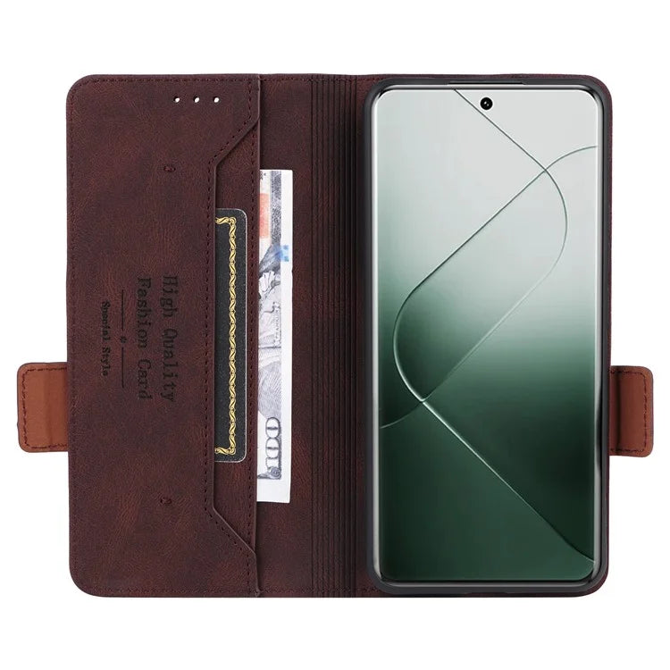 For Xiaomi 14 Pro Dustproof Cell Phone Shell Case PU Leather Wallet Hardware Decor Phone Cover