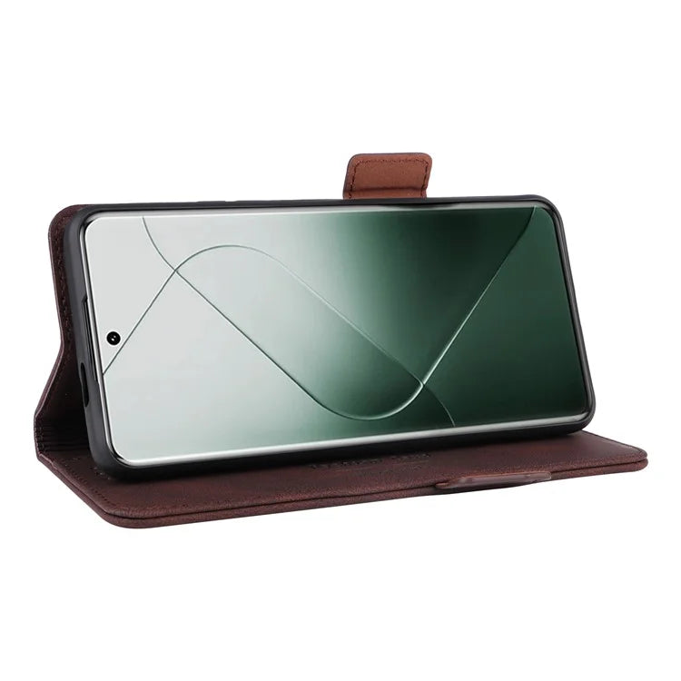 For Xiaomi 14 Pro Dustproof Cell Phone Shell Case PU Leather Wallet Hardware Decor Phone Cover