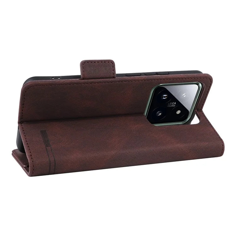 For Xiaomi 14 Pro Dustproof Cell Phone Shell Case PU Leather Wallet Hardware Decor Phone Cover