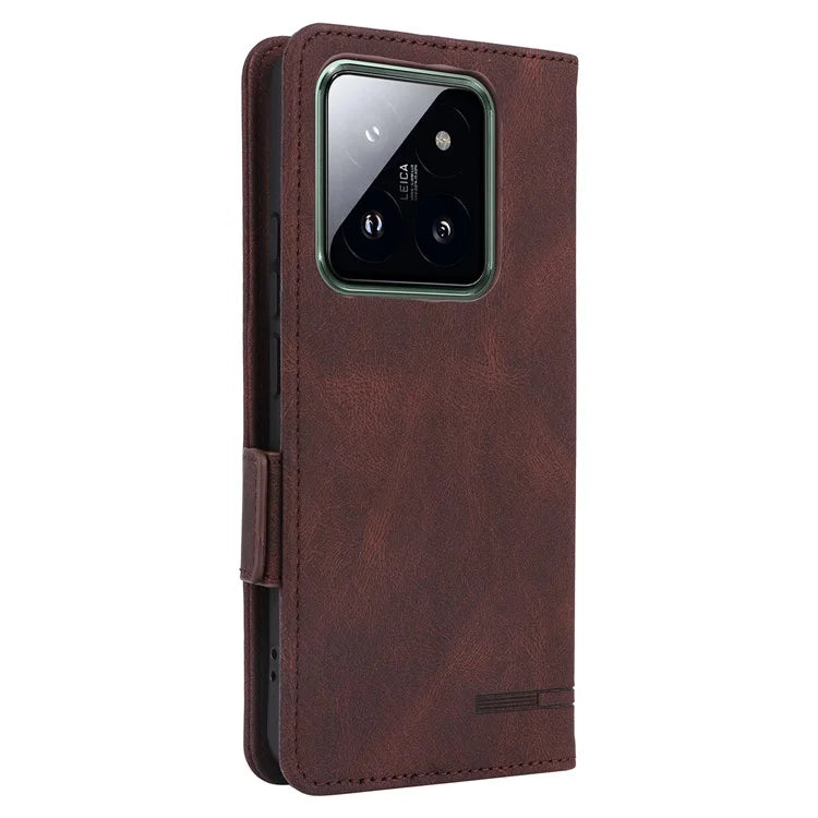 For Xiaomi 14 Pro Dustproof Cell Phone Shell Case PU Leather Wallet Hardware Decor Phone Cover