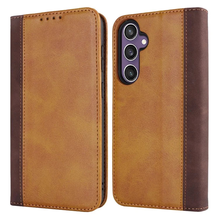 For Samsung Galaxy S23 FE Case PU Leather Bi-color Splicing Phone Cover