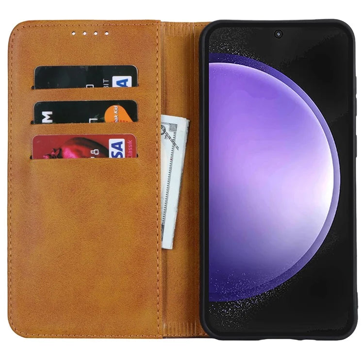For Samsung Galaxy S23 FE Case PU Leather Bi-color Splicing Phone Cover