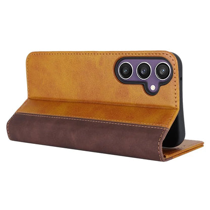 For Samsung Galaxy S23 FE Case PU Leather Bi-color Splicing Phone Cover