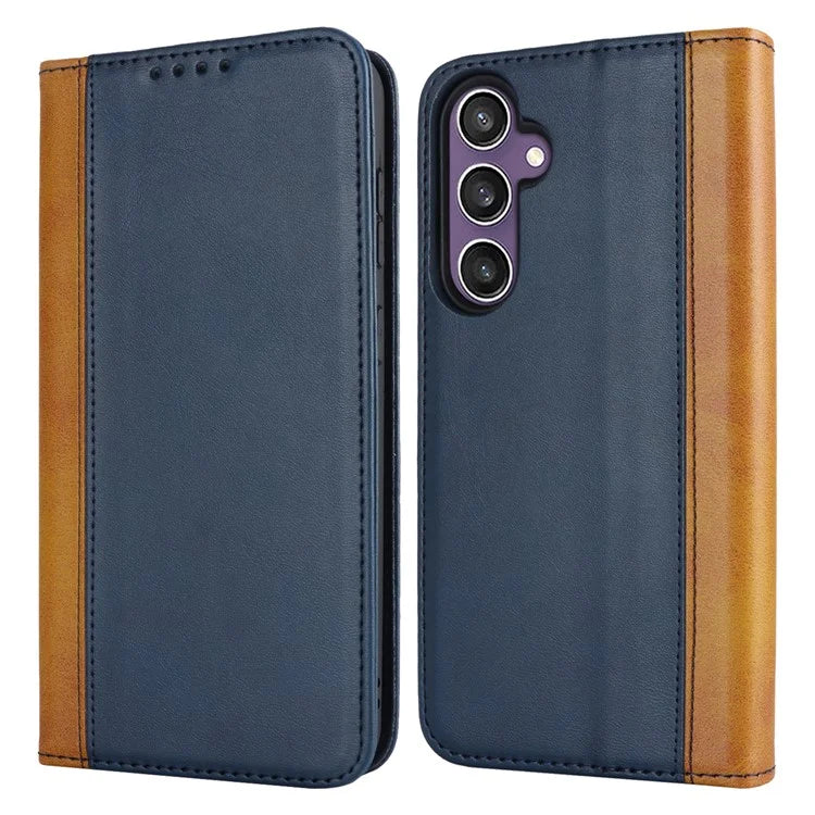 For Samsung Galaxy S23 FE Case PU Leather Bi-color Splicing Phone Cover