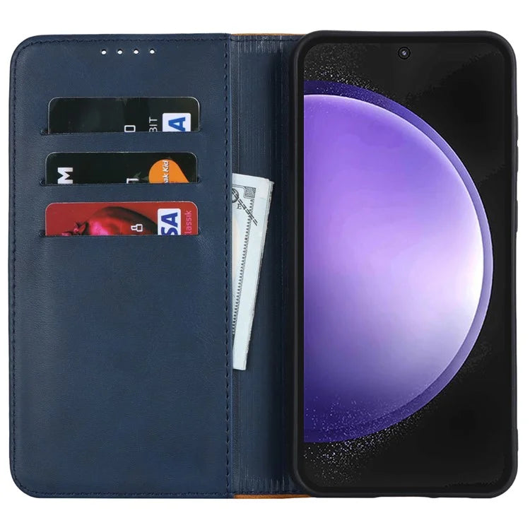 For Samsung Galaxy S23 FE Case PU Leather Bi-color Splicing Phone Cover