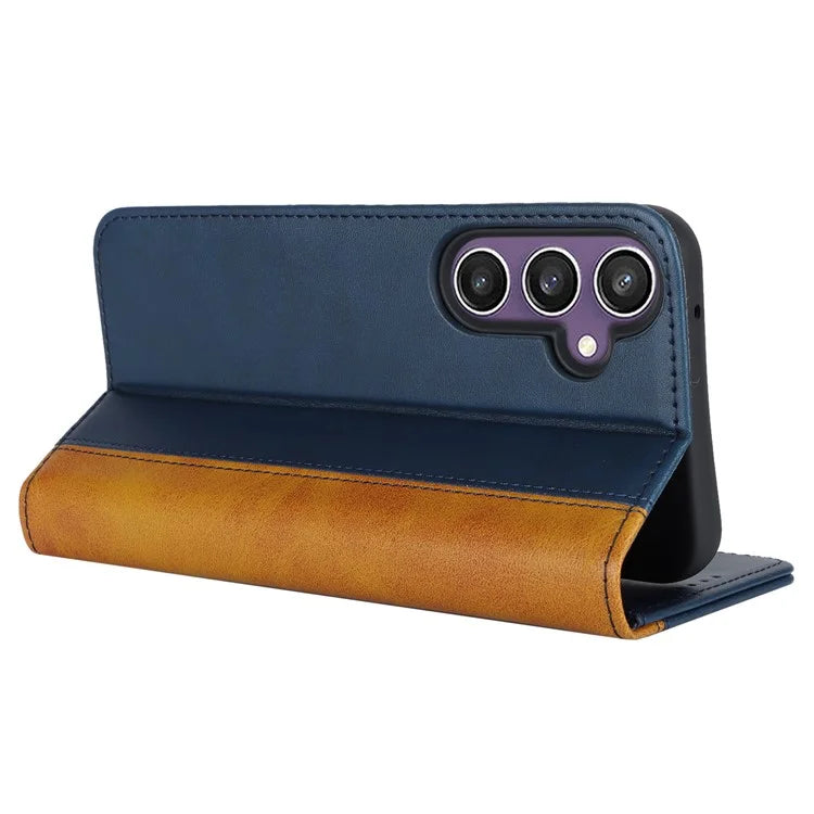 For Samsung Galaxy S23 FE Case PU Leather Bi-color Splicing Phone Cover