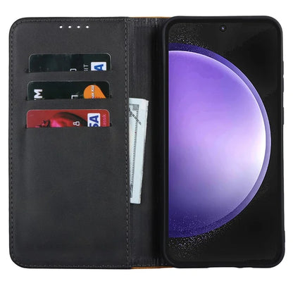 For Samsung Galaxy S23 FE Case PU Leather Bi-color Splicing Phone Cover