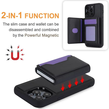 For iPhone 14 Pro Max Case RFID Blocking Detachable Back Cover with Card Holder