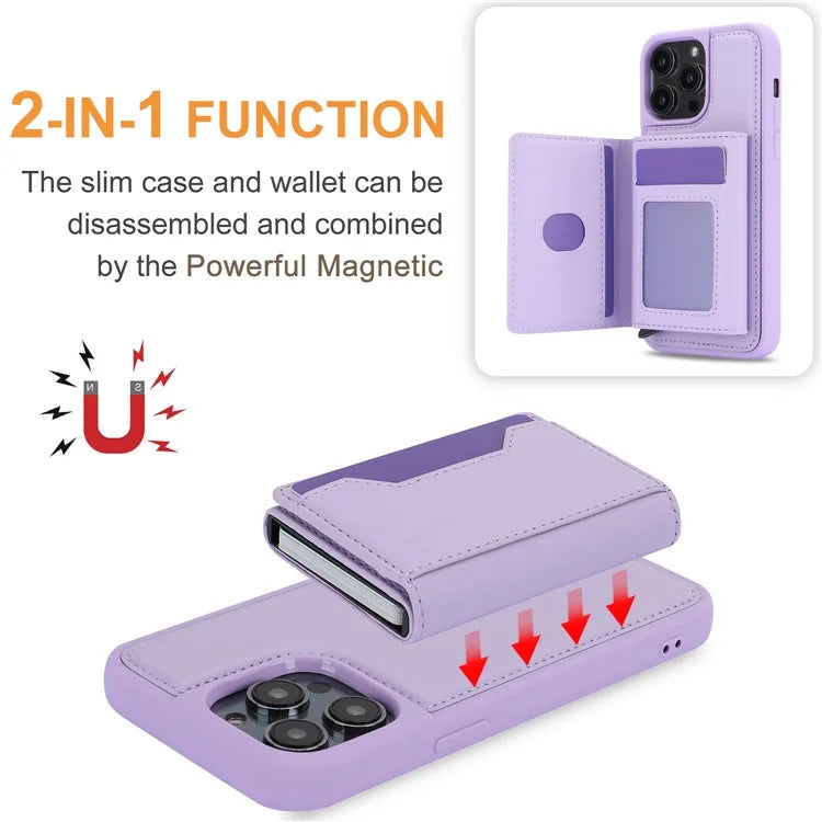 For iPhone 14 Pro Max Case RFID Blocking Detachable Back Cover with Card Holder