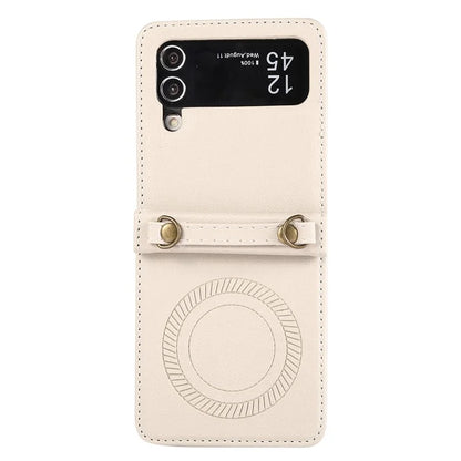 For Samsung Galaxy Z Flip4 5G Case TPU+PU Leather Cover Crossbody Shoulder Bag Magnetic Phone Shell