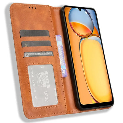 For Xiaomi Redmi 13C / Poco C65 4G Case Retro Phone Cover with Wallet Stand