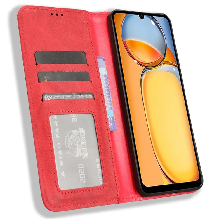 For Xiaomi Redmi 13C / Poco C65 4G Case Retro Phone Cover with Wallet Stand