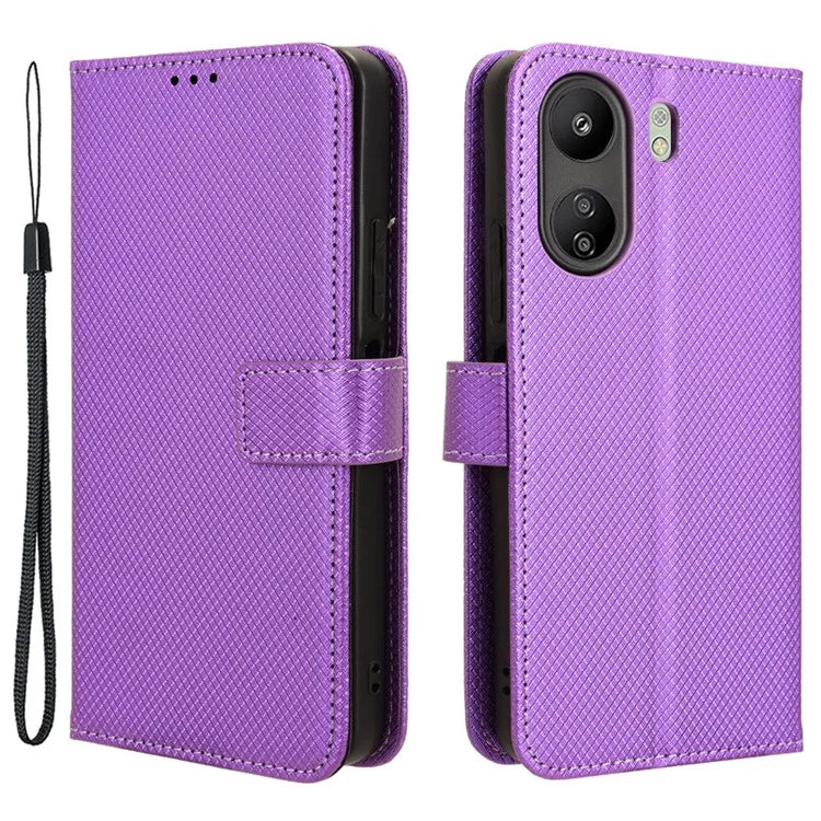 For Xiaomi Redmi 13C / Poco C65 4G Case Diamond Texture Leather Wallet Phone Cover