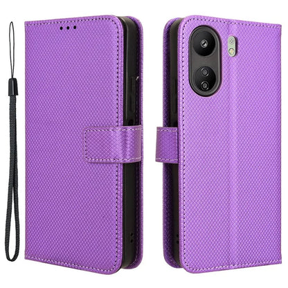 For Xiaomi Redmi 13C / Poco C65 4G Case Diamond Texture Leather Wallet Phone Cover