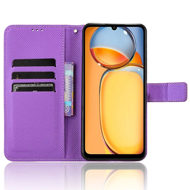 For Xiaomi Redmi 13C / Poco C65 4G Case Diamond Texture Leather Wallet Phone Cover