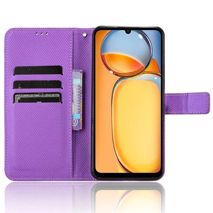 For Xiaomi Redmi 13C / Poco C65 4G Case Diamond Texture Leather Wallet Phone Cover