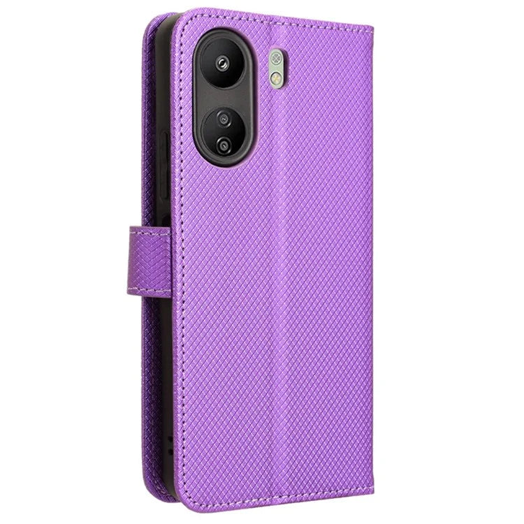 For Xiaomi Redmi 13C / Poco C65 4G Case Diamond Texture Leather Wallet Phone Cover