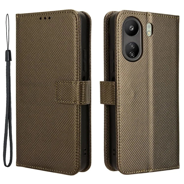 For Xiaomi Redmi 13C / Poco C65 4G Case Diamond Texture Leather Wallet Phone Cover