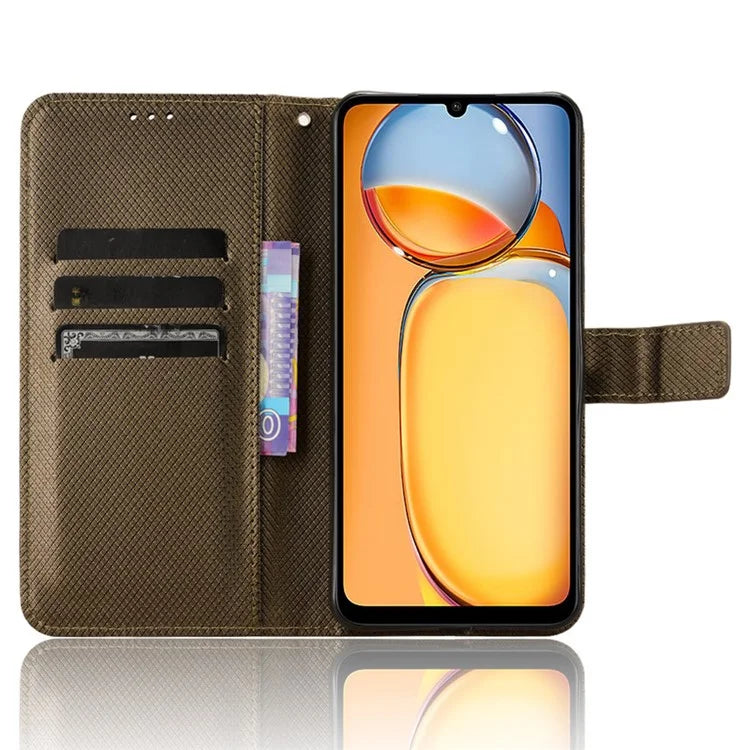 For Xiaomi Redmi 13C / Poco C65 4G Case Diamond Texture Leather Wallet Phone Cover