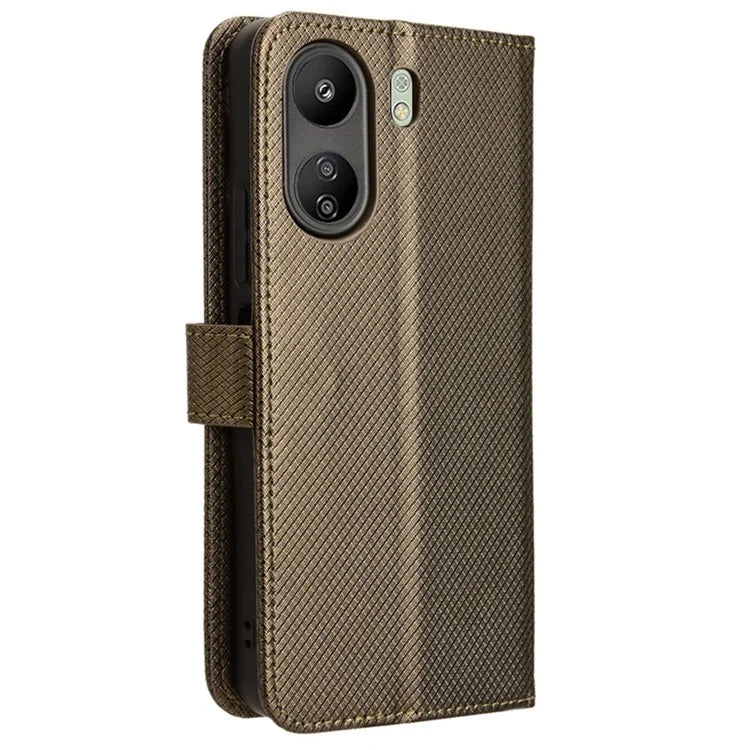 For Xiaomi Redmi 13C / Poco C65 4G Case Diamond Texture Leather Wallet Phone Cover