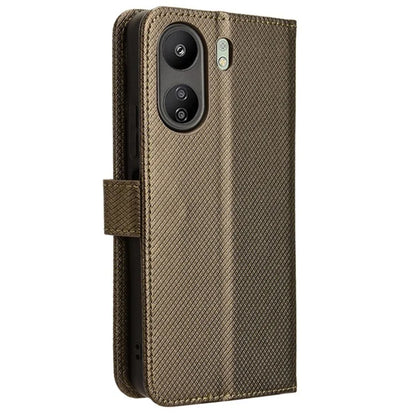 For Xiaomi Redmi 13C / Poco C65 4G Case Diamond Texture Leather Wallet Phone Cover
