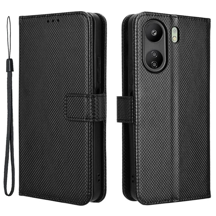 For Xiaomi Redmi 13C / Poco C65 4G Case Diamond Texture Leather Wallet Phone Cover