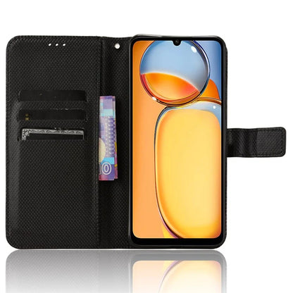 For Xiaomi Redmi 13C / Poco C65 4G Case Diamond Texture Leather Wallet Phone Cover