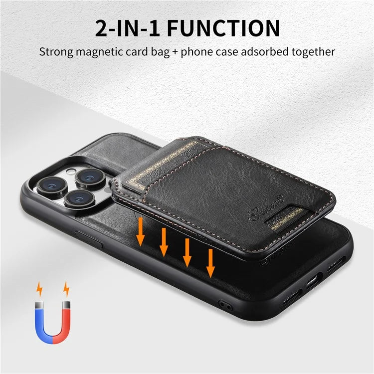 SUTENI H15 For iPhone 15 Pro Phone Case Compatible with MagSafe Detachable Card Holder Cover