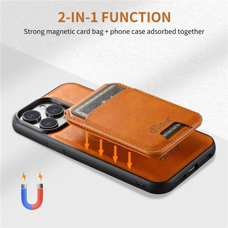 SUTENI H15 For iPhone 15 Pro Phone Case Compatible with MagSafe Detachable Card Holder Cover