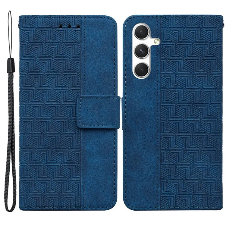 For Samsung Galaxy S24+ Case Imprinted Geometry Stand Wallet Leather Cover