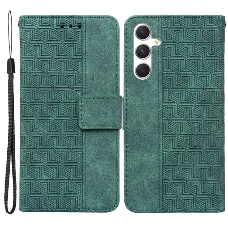 For Samsung Galaxy S24+ Case Imprinted Geometry Stand Wallet Leather Cover