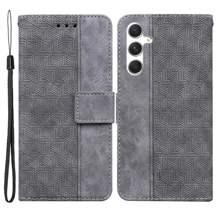 For Samsung Galaxy S24+ Case Imprinted Geometry Stand Wallet Leather Cover