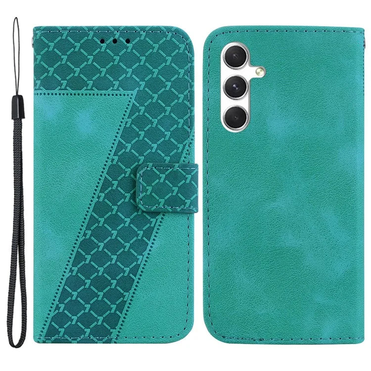 For Samsung Galaxy S24+ Case 7-Shape Imprinted Wallet Leather Phone Cover