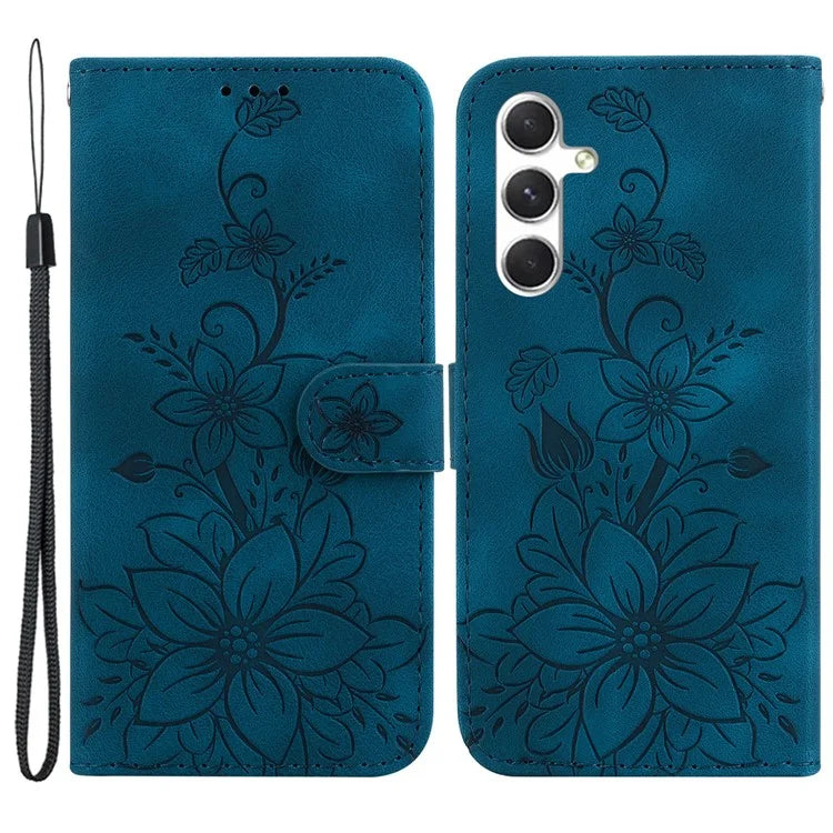 For Samsung Galaxy S24 Case Flower Imprint Wallet Phone Cover
