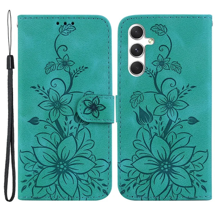 For Samsung Galaxy S24 Case Flower Imprint Wallet Phone Cover