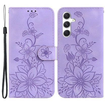 For Samsung Galaxy S24 Case Flower Imprint Wallet Phone Cover
