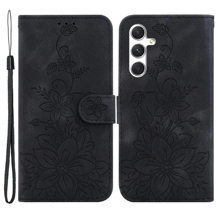 For Samsung Galaxy S24 Case Flower Imprint Wallet Phone Cover