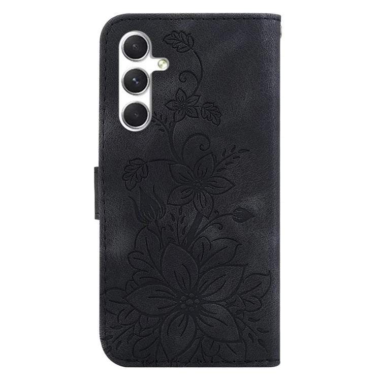 For Samsung Galaxy S24 Case Flower Imprint Wallet Phone Cover