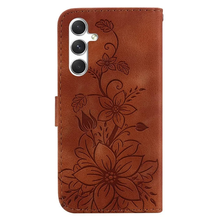 For Samsung Galaxy S24 Case Flower Imprint Wallet Phone Cover