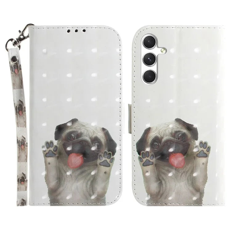Anti-Drop PU Flip Cover for Samsung Galaxy S24 Case Pattern Printed Wallet Phone Shell with Strap